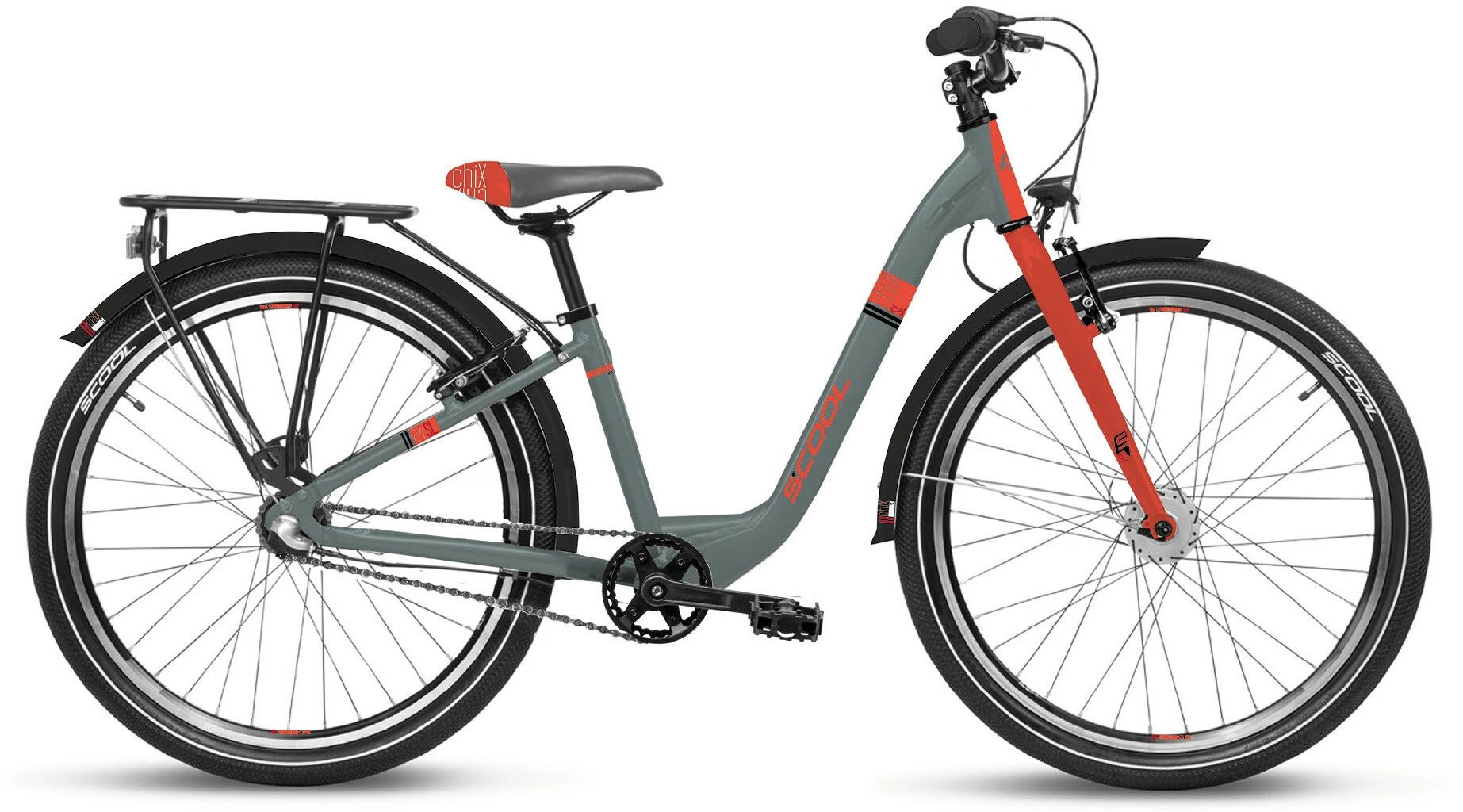 S'COOL S'cool ChiX SL Alloy 24 7-S FW Børn, Grå/orange