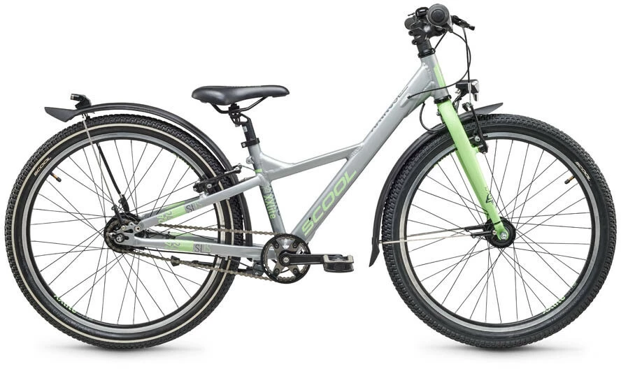 S'COOL S'cool XXlite SL Alloy 24 7-S FW Børn, Sølv/grøn
